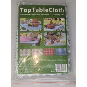 Top Table Cloth Elastic Corner Table Cloth - 6 Ft (30"x72") Folding Table